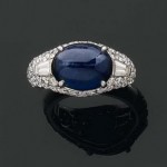 European style men’s ring set with blue sapphire and diamonds. Photo courtesy Francis Barthe.