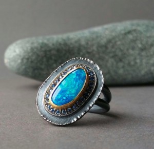 Sterling ring set with opal. Photo courtesy Janice Grzyb.